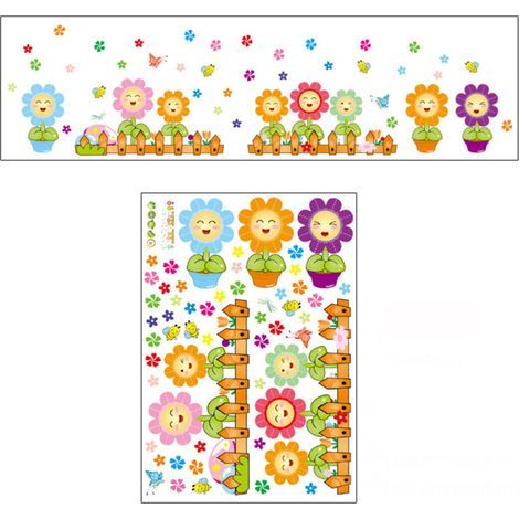 Autocollants Mural Fleurs Tournesol PVC pour Salle de Bain et Chambre Enfant Déco (1/5)