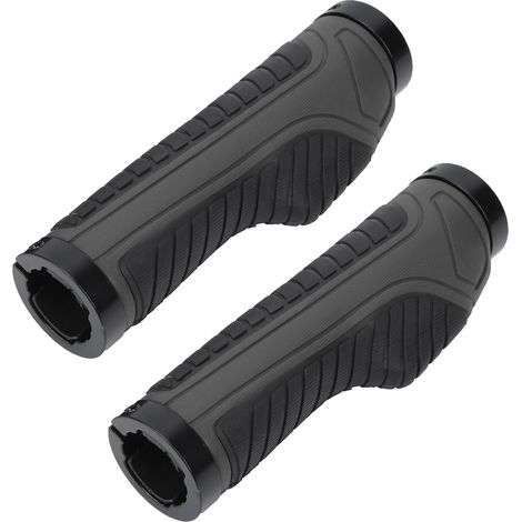 Poignées de guidon souples pour VTT, poignées de vélo à double verrouillage antidérapantes en caoutchouc (noir et gris)