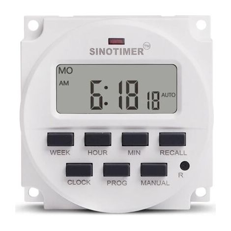 Minuterie numérique Programmable sur 7 jours, 110V 120V AC, relais temporisé for le contrôle du temps, TM618N-4 15.98 Inch LCD Digital Timer (1/5)