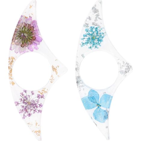 2 Stück Blumen-Seitenhalter mit Daumenring, transparent (Farbe zufällig)-8.5x3.3cm-Assorted Color (1/2)