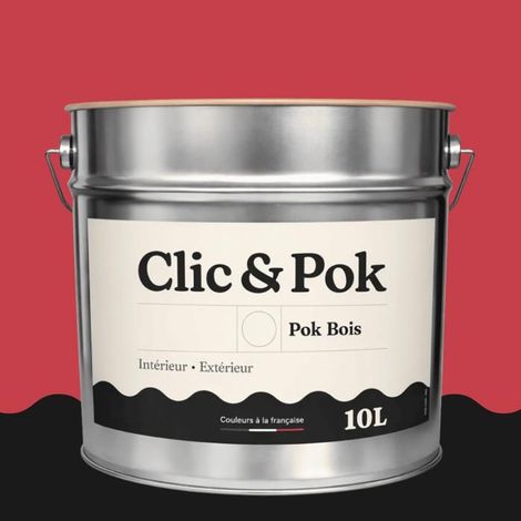 Peinture Bois Extérieur – POK BOIS - 10L - RAL 3018 - Rouge fraise- Résistante aux intempéries - Ne s'écaille pas (1/4)