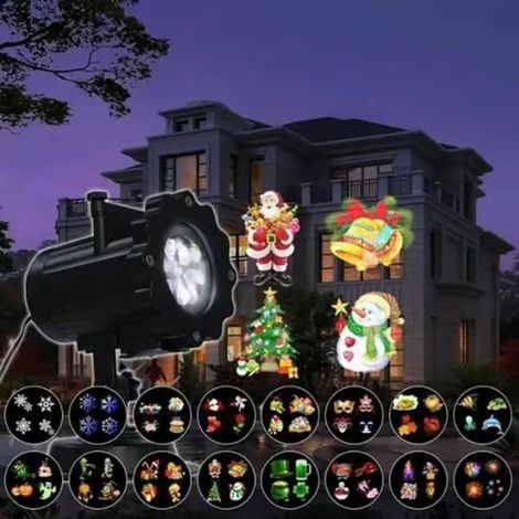 Projecteur de Noël et d'Halloween - 16 images - Télécommande - Étanchéité IP65 (1/4)