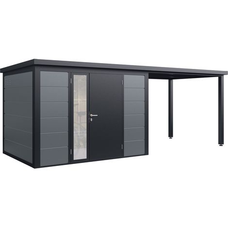 Finnhaus Wolff Metall-Gerätehaus "Linnea 5823", felsgrau, 570 x 230 cm (1/5)