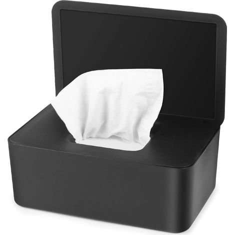 Bote de Mouchoirs Humides, Bote à Lingette Noir, Distributeur de Lingettes Humides, Bote de Rangement étanche à la Poussière pour Lingettes Humides avec Couvercle pour, (1/5)