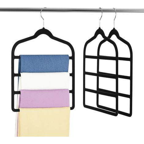 3 Pack Velvet Trouser Hangers - Space Saving Closet Organizers, Non-Slip Hangers for Jeans, Trousers, Skirts, Leggings, Scarves - Multi-Layer Clothes Hangers for Wardrobe Storage (1/5)