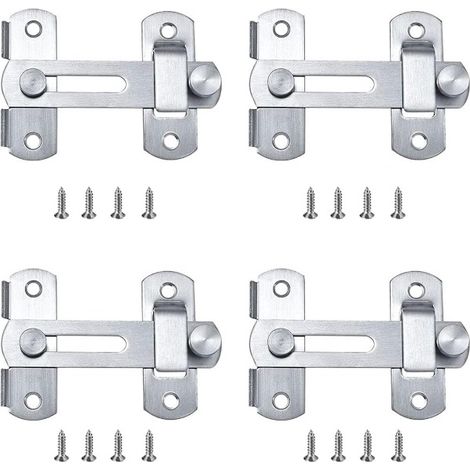 4er-Set – 180° – Türschloss – Riegel – Sicherheitsschloss – Für Schiebetüren – Edelstahl – Geeignet für Türen, Schränke und Schubladen – 100 x 70 mm (1/5)