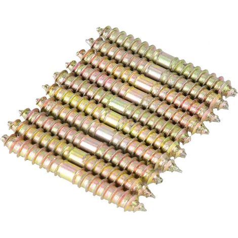 10pcs Vis à Tête Cylindrique à Double Terminé Goujon Vis de Filetage Autotaraudeuse Boulons Filetés À Bois Mobilier Connecteur Goujons Tiges 6 50mm (1/5)