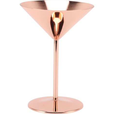 Verres à martini en acier inoxydable poli, antirouille, élégants et modernes, pour hôtels et bars.