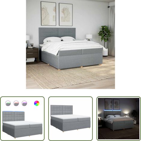 Matratze - Boxspringbett mit Matratze Hellgrau 200x200 cm Stoff (1/5)