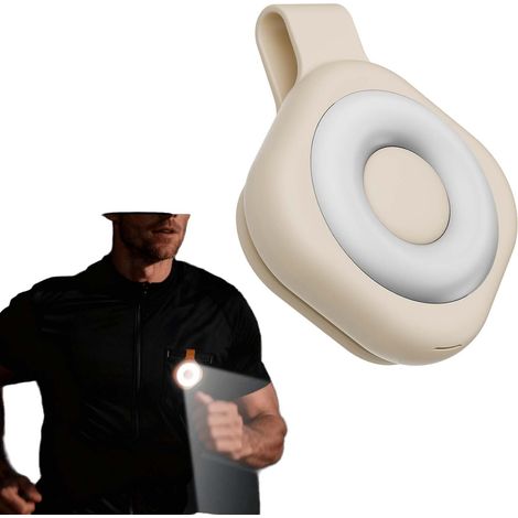 Luce da corsa magnetica con clip, torcia ricaricabile, 6 modalità di illuminazione, 3 colori, torcia a mani libere, tascabile, accessorio per la corsa, bianco sporco (1/3)