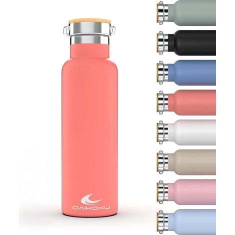 Gourde Isotherme 500ML Bouteille d'Eau en Acier Inoxydable Étanche Isolation Thermique à Double Paroi Maintient les Boissons Froides ou Chaudes Pendant Heures Corail (1/5)