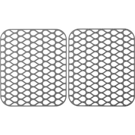 Lot de 2 protections en silicone pour évier – Résistantes à la chaleur et antidérapantes – Tapis pour évier de cuisine avec bonde arrière (gris) (1/5)