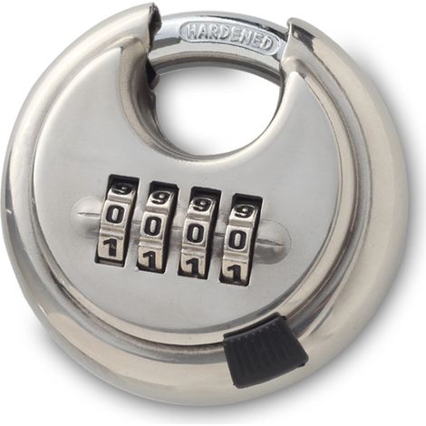 Serrure à combinaison Combinaison à 4 chiffres, acier inoxydable résistant aux intempéries, cadenas rond, 1 pièce