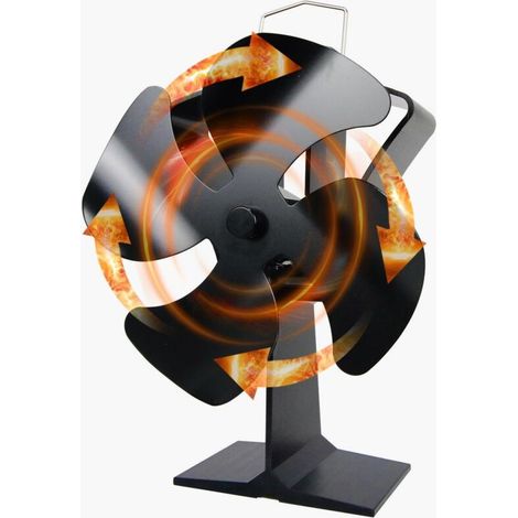 Ventilateur de cheminée à 4 pales alimenté par la chaleur pour poêle à bois domestique, circulation d'air chaud, économie de carburant efficace (1/4)