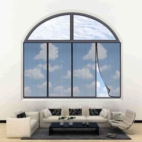 Moustiquaire magnétique 130 x 150 cm, facile à ouvrir et à fermer, simple à installer, adaptée aux fenêtres coulissantes en baie – noire (1/5)