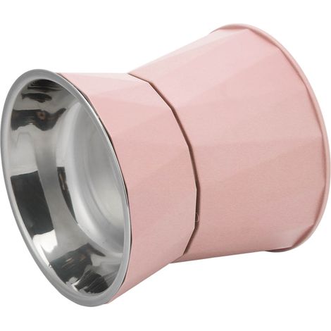 Gamelle double robuste en acier inoxydable pour chats et chiens, avec protection renforcée du cou, rose. (1/5)