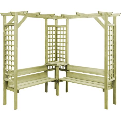 Pergola d'angle avec banc Bois de pin imprégné (1/3)