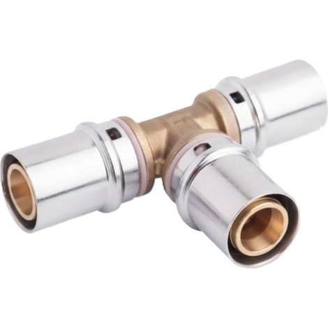 Raccordo a t intermedio Ø40x40x40 in ottone nichelato per tubo multistrato pex-al-pex balpex mp bampi mp404040