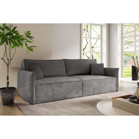 Sofa 3-Sitzer mit Schlaffunktion LAGOS in Stoff Abriamo Dunkelgrau (1/5)