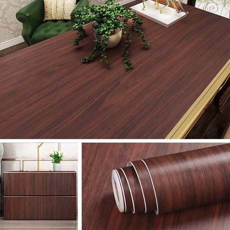 Papier Adhesif pour Meuble Bois Noyer Rouleau Adhesif Decoratif Cuisine Imperméable Revetement Adhesif Meuble Vinyle Adhesif Meuble Bois pour Armoire Plan de Travail Tiroir Table 40CMX2M (1/5)