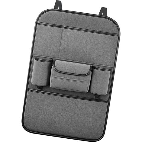 Organisateur de Siège Auto Dossier Grande Capacité Rangement Multifonctionnel Suspendu pour Banquette Arrière Bureau Chaise Enfant Gris (1/5)
