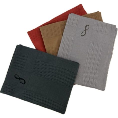 Lot de 4 chiffons de nettoyage en microfibre pour fenêtre, miroir, voiture, bureau, etc., gris, anthracite, beige, rouge rouille (1/5)