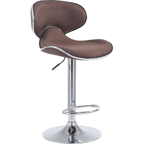 Sgabello bar girevole x1 design moderno in tessuto marrone supporto in metallo cromato 100005077