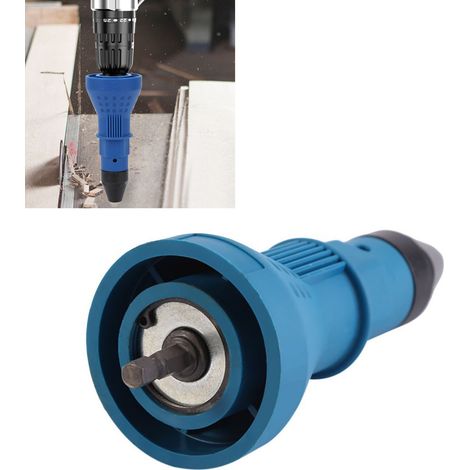 Pistolet à riveter électrique adaptateur perçeuse, écrou rivetage outil électrique, mandrin bleu clair, accessoire boulonnage travaux (1/5)
