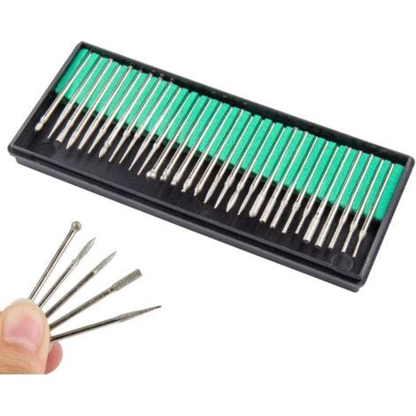 Tête de meulage diamant, aiguilles de meulage 30 ensembles de tête de meulage électrique 3mm (1/5)