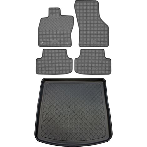 Seat Leon III 5F ST / Leon X-Perience Kombi (5 puertas) de 01.2014 a 03.2020 / 10.2014 a 03.2020 SET - alfombrillas de goma para coche + alfombrilla para maletero