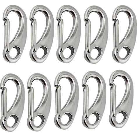 10 pièces mousquetons en Forme d'oeuf 304 Acier Inoxydable 40mm 50mm 70mm Longueur sécurité dégagement Rapide Ressort Mousqueton Lien(50mm) (1/5)