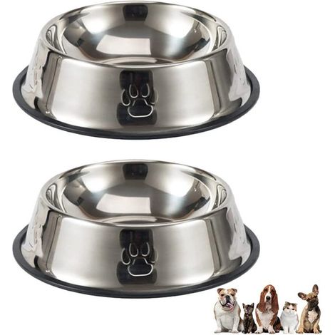 Comederos antideslizantes de acero inoxidable para gatos pequeños, 2 unidades (1/5)