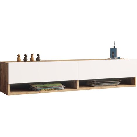 Mobile porta TV/scaffale Laitila con 2 ante 29,5 x 140 x 31,5 cm effetto rovere rustico/bianco 030010076