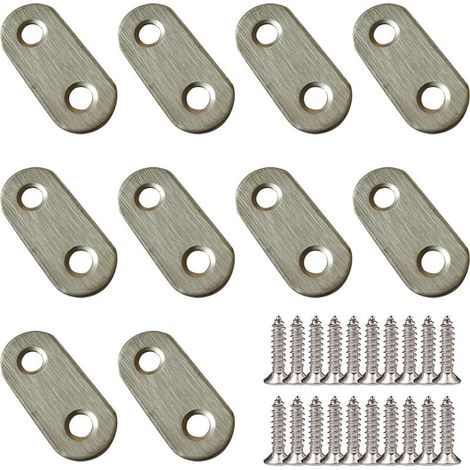 Set di 10 staffe angolari da 37 x 16 mm, staffa di montaggio, rinforzo in acciaio inox, piastre di riparazione per staffe angolari, staffa di fissaggio, con viti (1/4)