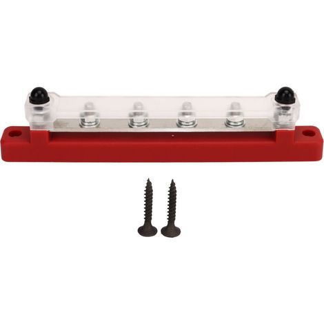 M6 6-poliger 12V 48V 150A Stromverteilerblock mit Messingplatte für Automobil und Boot (Rot).