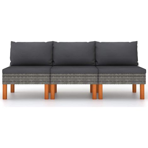 Maison Exclusive - Canapés centraux 3 pcs Résine tressée et bois d'eucalyptus (1/5)
