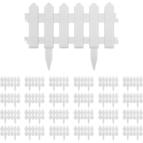 Bordure de Pelouse Clôture de Jardin Décorative en PP Résistant Blanc Lot de 25 pcs 10 m (1/5)