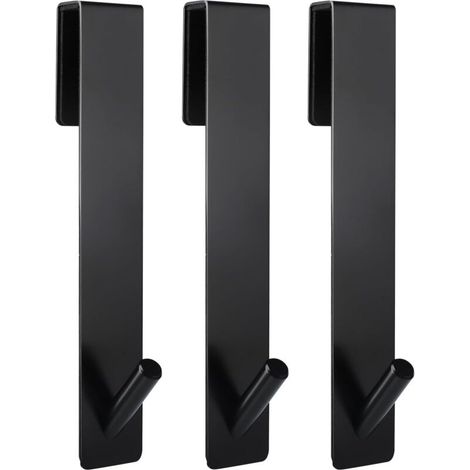 Crochets de porte allongés (18cm) pour porte de douche en verre sans cadre, crochets porte-serviettes, lot de 3,Noir (1/5)