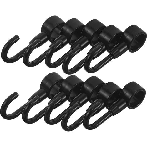 Lot de 100 Crochets Tubulaires Polyvalents en Plastique Noir 12 MM – Crochets en J Antidérapants pour Tringles Étagères et Rangement Maison la Cuisine Atelier (1/5)