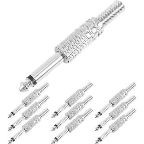 Prise jack mono 6,35 mm pour amplificateur, connecteur jack mono mâle 14 pouces pour câble audio, prise microphone 10P (1/5)
