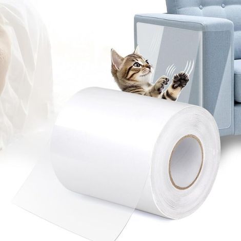 Anti-Scratch Protection for Sofa and Carpet – Transparent Self-Adhesive Film 10 cm x 15 m – Anti-Scratch Protector for Cats (1/4)
