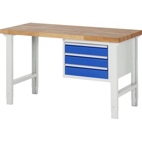 Rau Werkbank höhenverstellbar 7127A1, B1500xT700xH790-1140mm, 3x Schublade-TA (1/5)