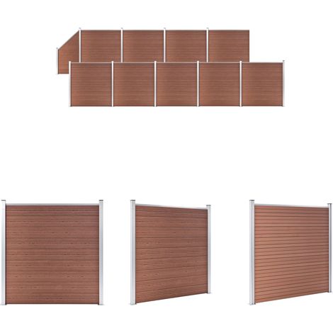 Gartenzaun - vidaXL WPC Zaun-Set 9 Quadrate + 1 Schräge 1657x186 cm Braun - Hofszaun (1/5)