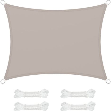 Voile d'ombrage 3 x 4 m, imperméable, avec Une Colonne d'eau de 665 mm, Protection Solaire en Polyester indéchirable, Protection UV 93%, terrasse, Jardin, Balcon, rectangulaire, Cordes de 2