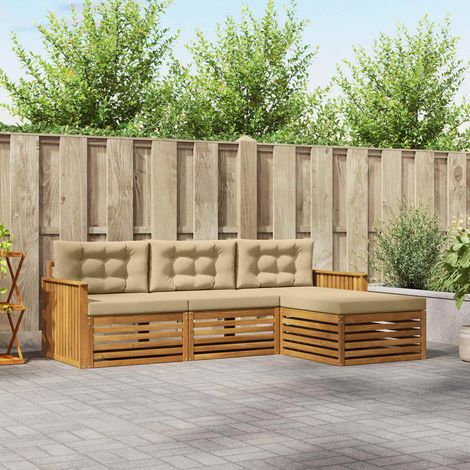 vidaXL Outdoor-Sofagarnitur Natur und Beige 249,5 x 162,5 x 73 cm (1/5)