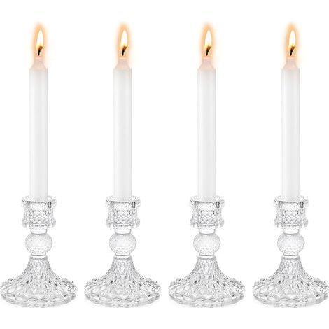 4 bougeoirs en verre décoratifs, bougeoirs coniques (1/5)
