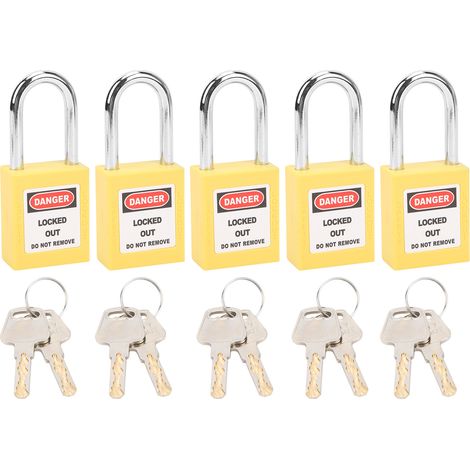 jeux de cadenas de consignation isolants LOTO 38 mm en nylon PA et acier pour la logistique et le transport de l'énergie nucléaire (jaune) (1/5)