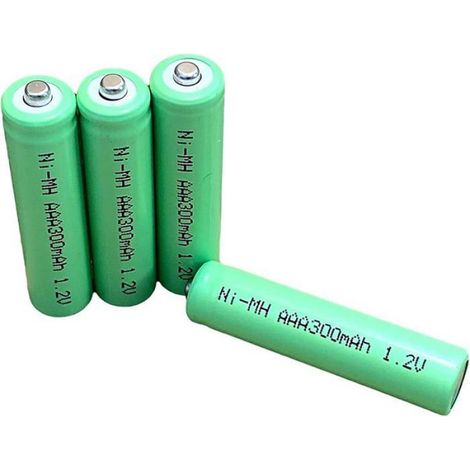 Piles Solaires Rechargeables AAA - NiMH 1,2 V 300 mAh - Pour Lampes Solaires de Jardin - Lot de 4