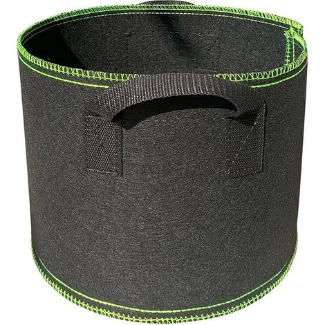 Sacs de culture de 20 gallons, pots en tissu aéré avec poignées, noir avec fil vert (1/5)