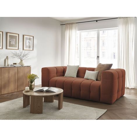 BOBOCHIC - Canapé droit convertible 3 places CLOUD tissu lisse   Orange (1/5)